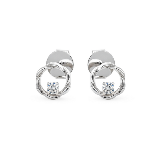 Rolling band earrings in white gold