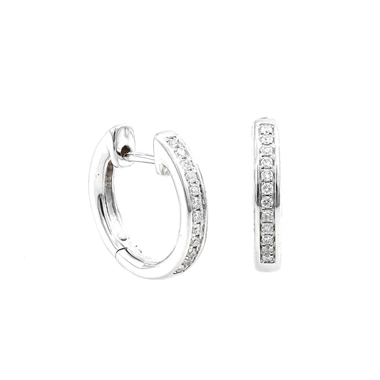 Pave huggie in white gold