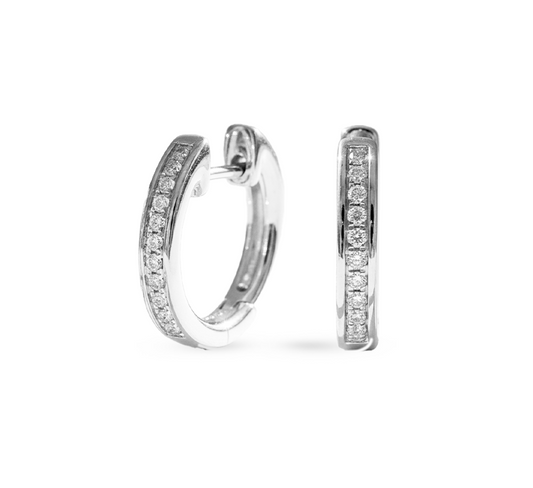 Pave huggie in white gold