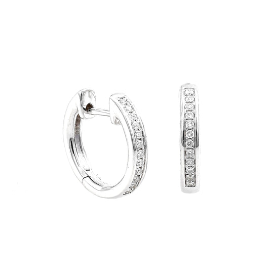 Pave huggie in white gold