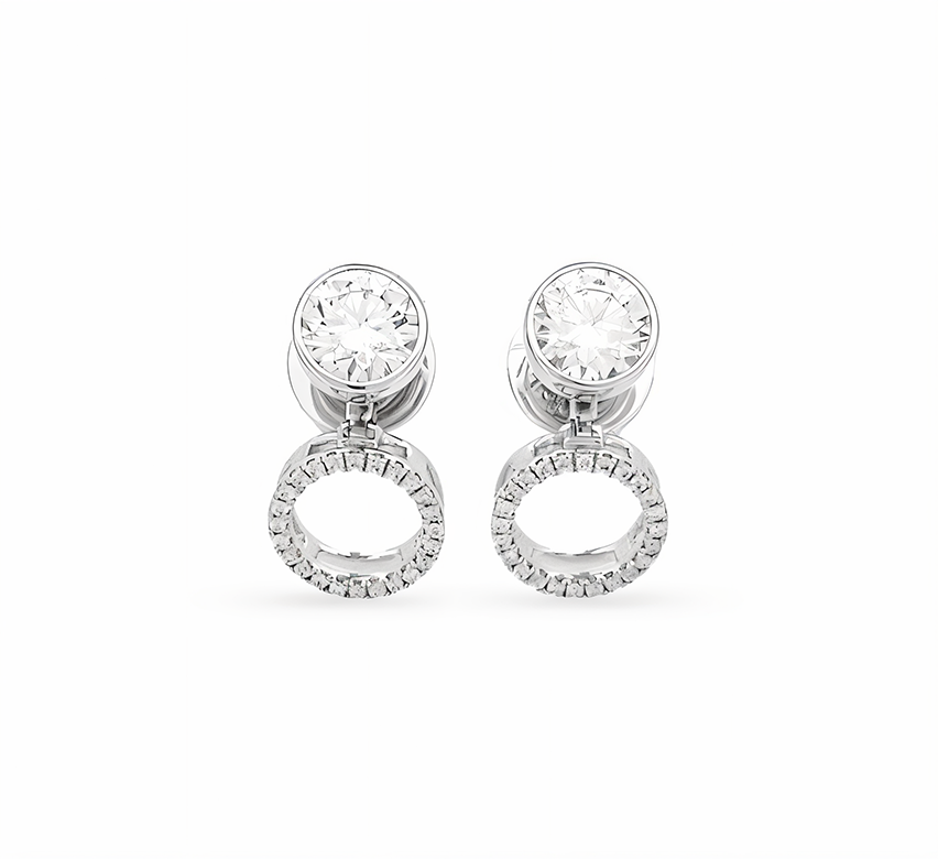 3in1 halo earrings RD 0.55 D VS1 IGI in white gold