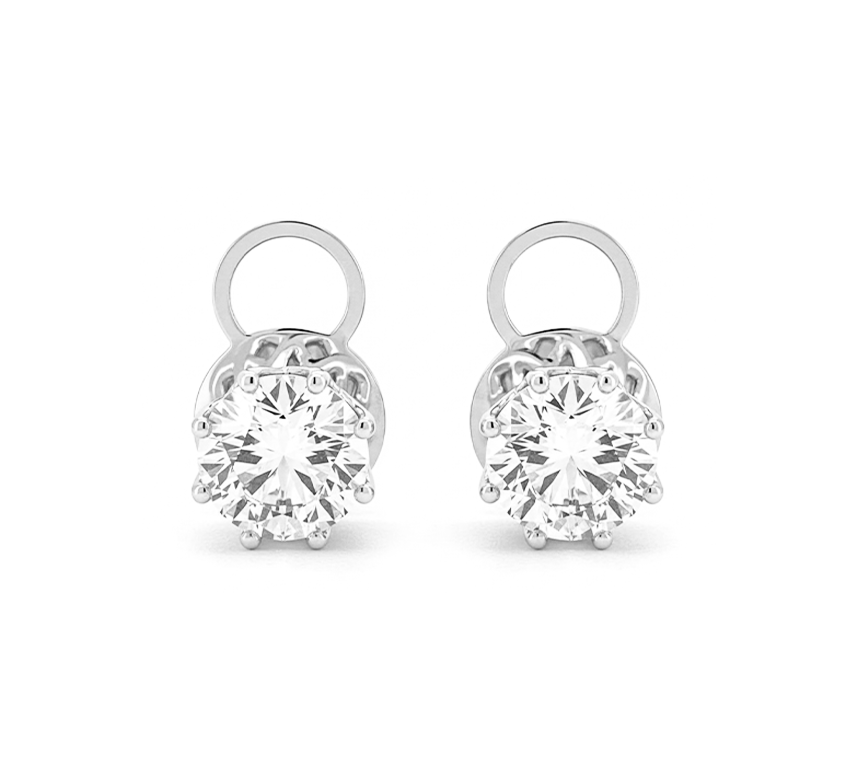 8 prong stud earrings RD 1.59 D VVS2 IGI in white gold