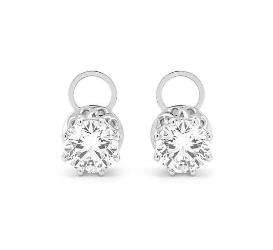 8 prong stud earrings RD 1.59 D VVS2 IGI in white gold