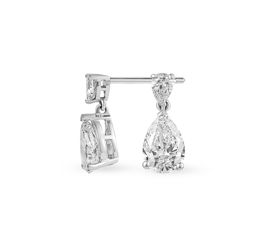 2 in 1 double pear drop earrings in white gold