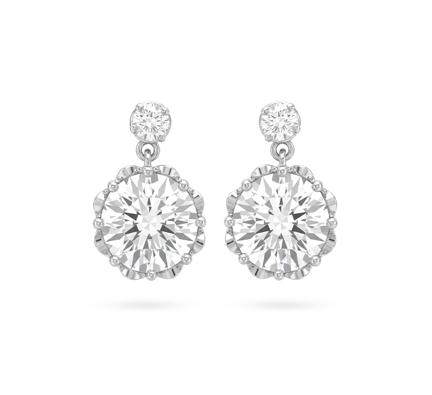 Blooming flower earrings RD 1.2 D VVS2 IGI in white gold
