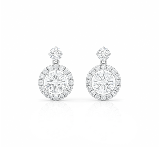 Set 8 Round Halo B Series Earrings 0.3ct in white gold