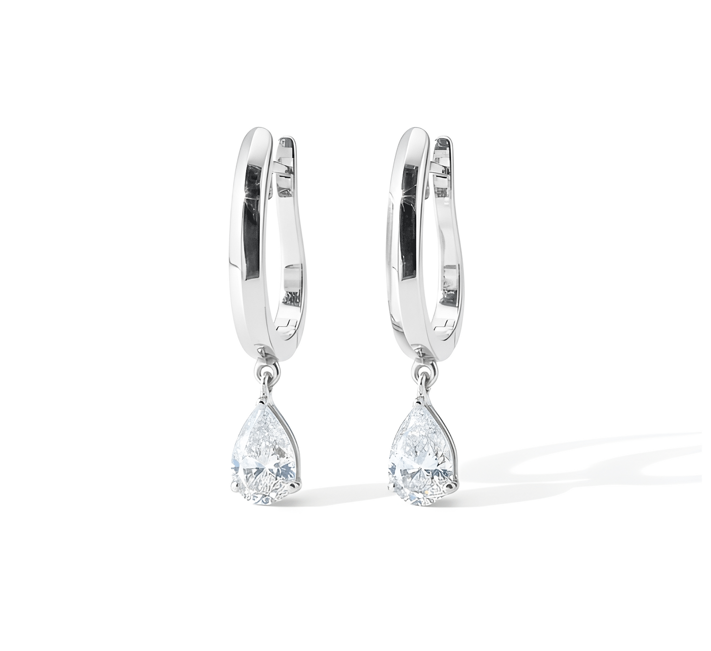 Hanging solitaire earrings PE in white gold