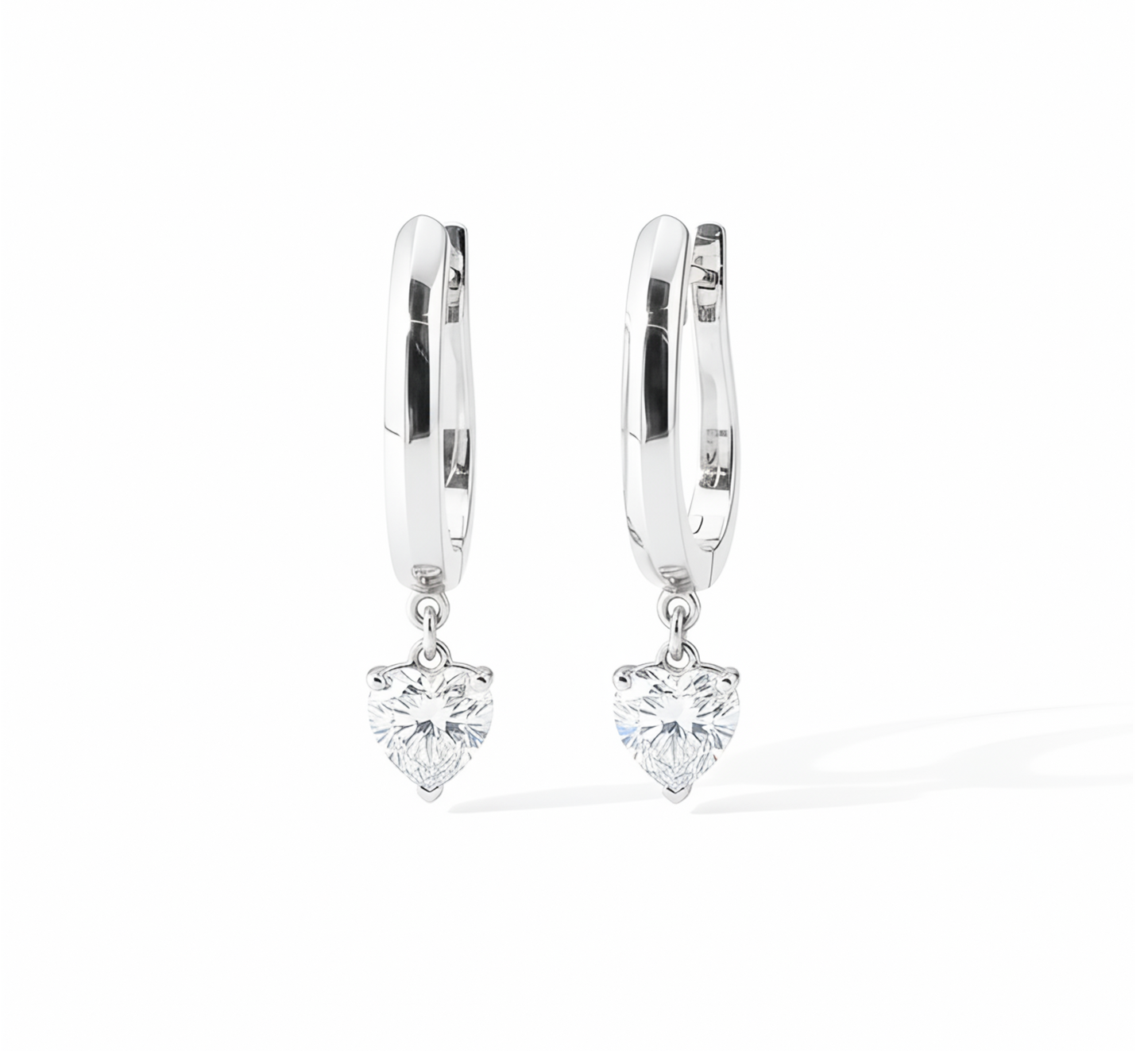 Hanging solitaire earrings HE in white gold