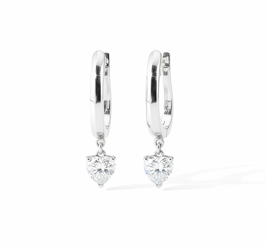 Hanging solitaire earrings HE in white gold