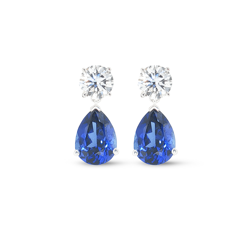 Pear sapphire earrings in white gold
