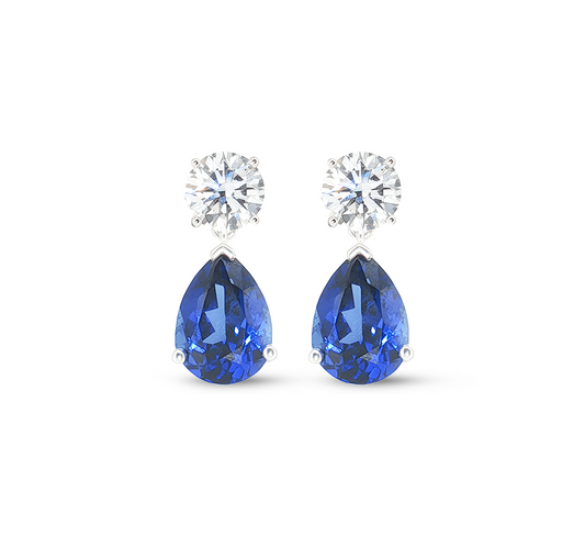 Pear sapphire earrings in white gold