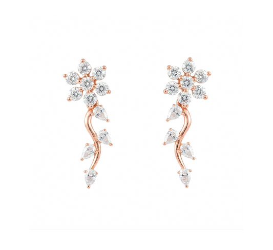 Sunflower vine earrings in rose gold