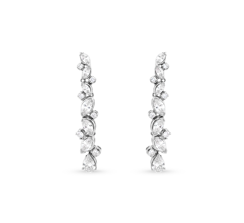 Marquise pave earrings in white gold