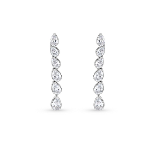 Tennis pear earrings in white gold