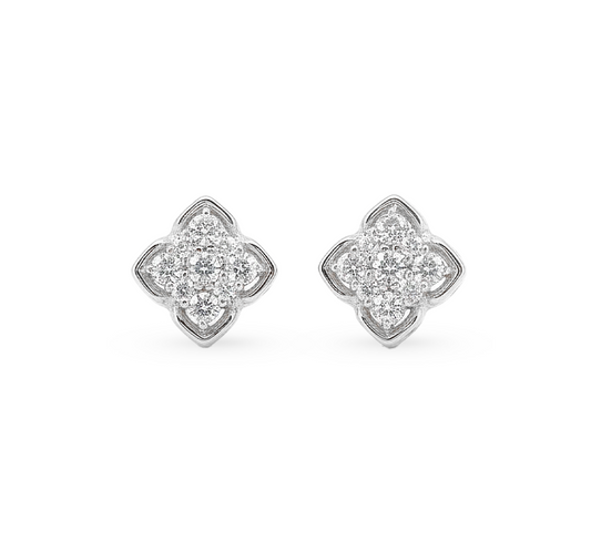 Flower series set A earring in white gold