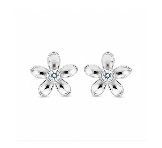 Flower earrings B in white gold