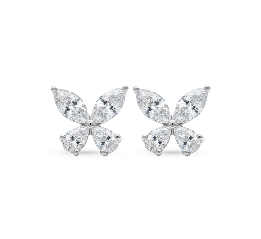 Butterfly series set A earrings in white gold