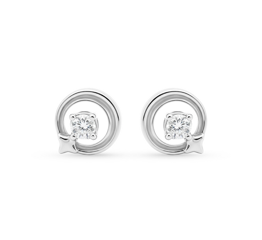 Plain earrings A in white gold