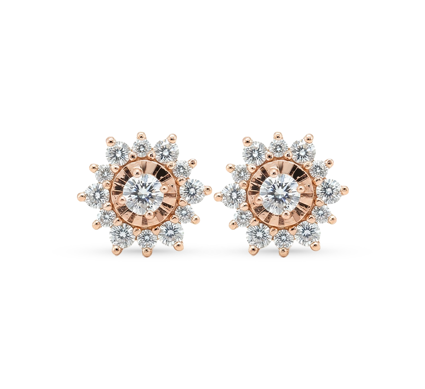 Flower series set E earrings in rose gold