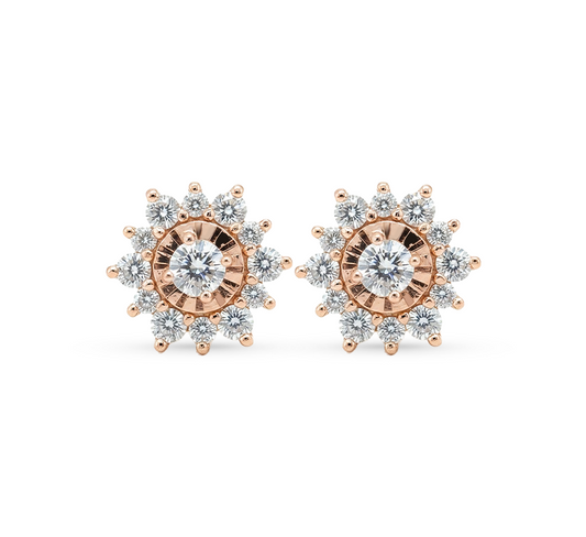 Flower series set E earrings in rose gold