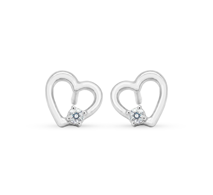 Heart earrings A in white gold