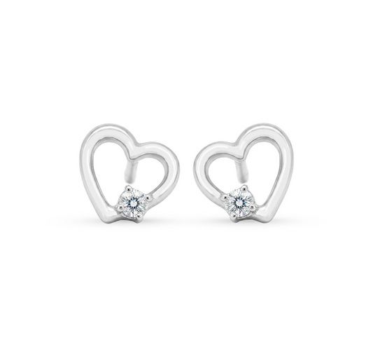 Heart earrings A in white gold