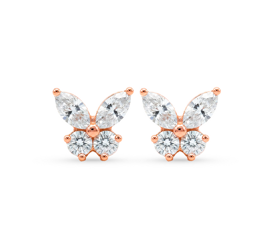 Butterfly earrings A in rose gold