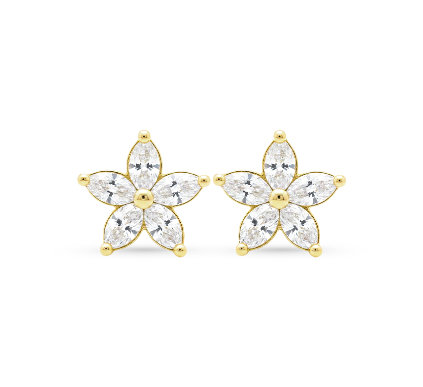 Flower series set B earring in yellow gold