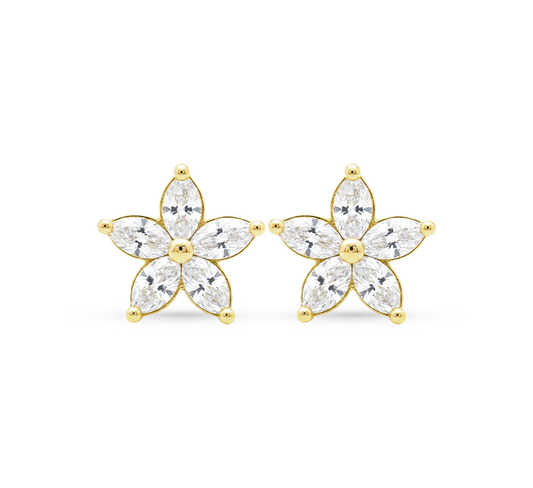 Flower series set B earring in yellow gold