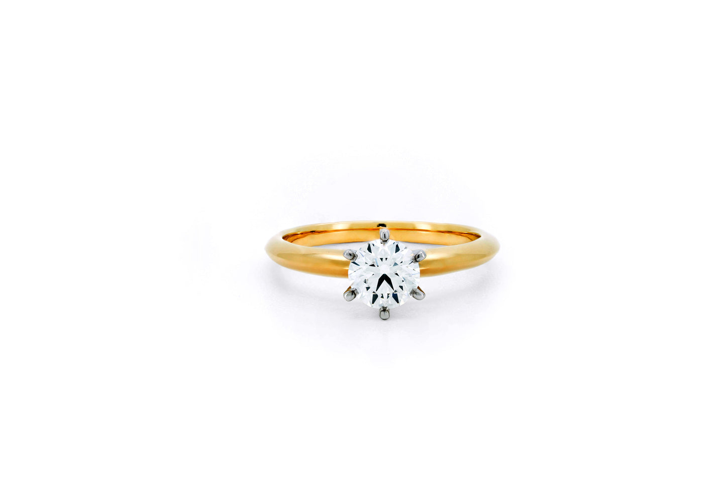 Classic 6 prong ring RD 0.7 D VVS2 IGI in gold