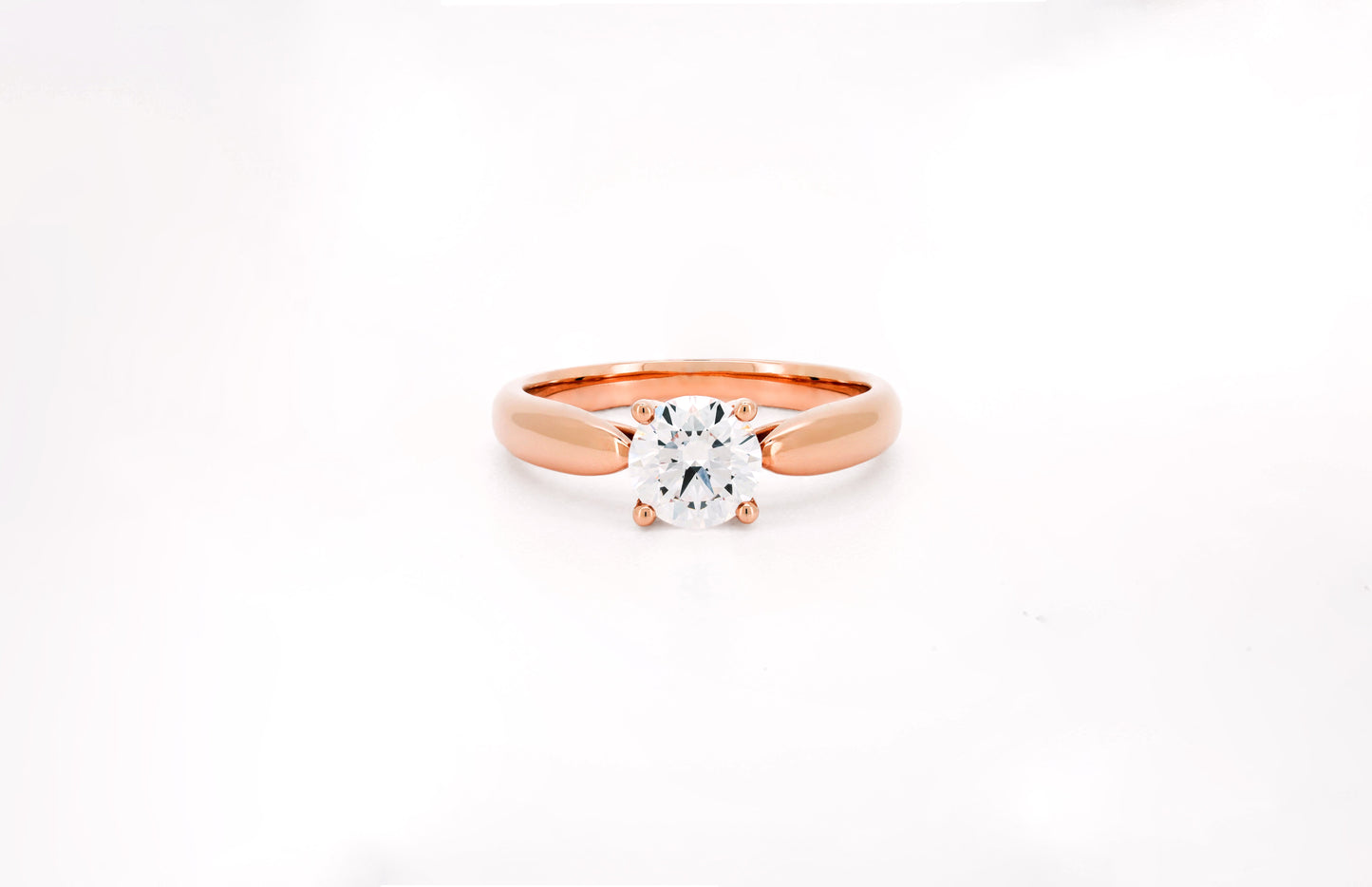 Bow plain ring RD 0.8 D VVS2 IGI in Rose gold