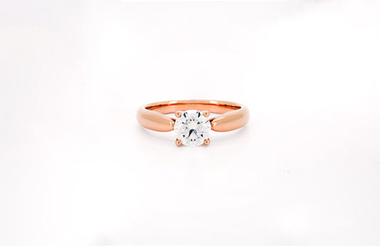 Bow plain ring RD 0.8 D VVS2 IGI in Rose gold