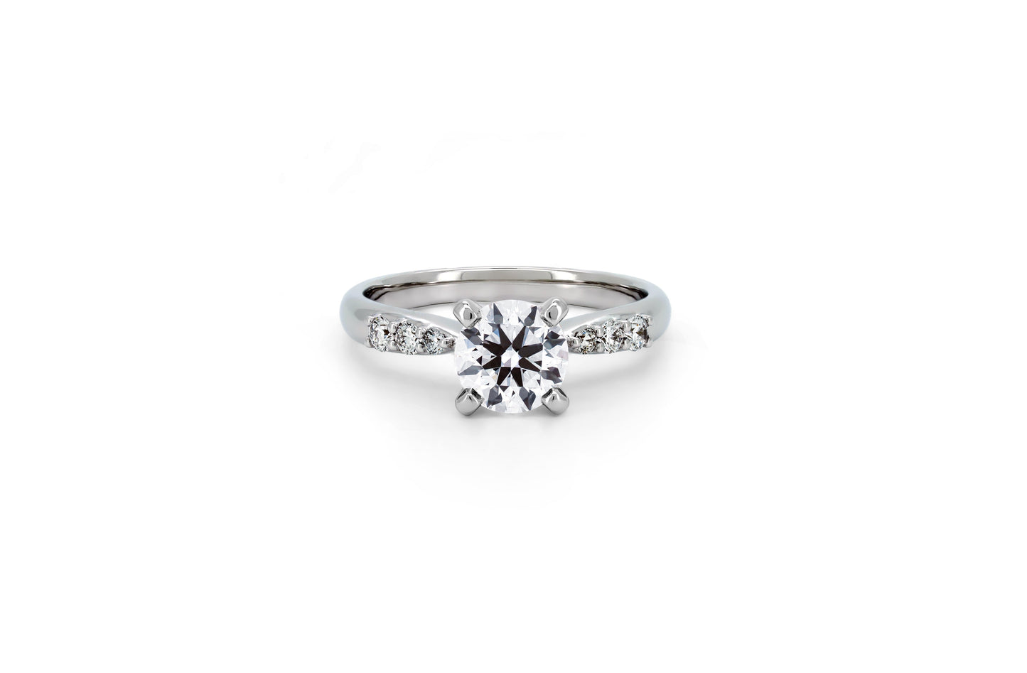 Half pave 4 prong ring RD 1.0 D VVS2 IGI in white gold