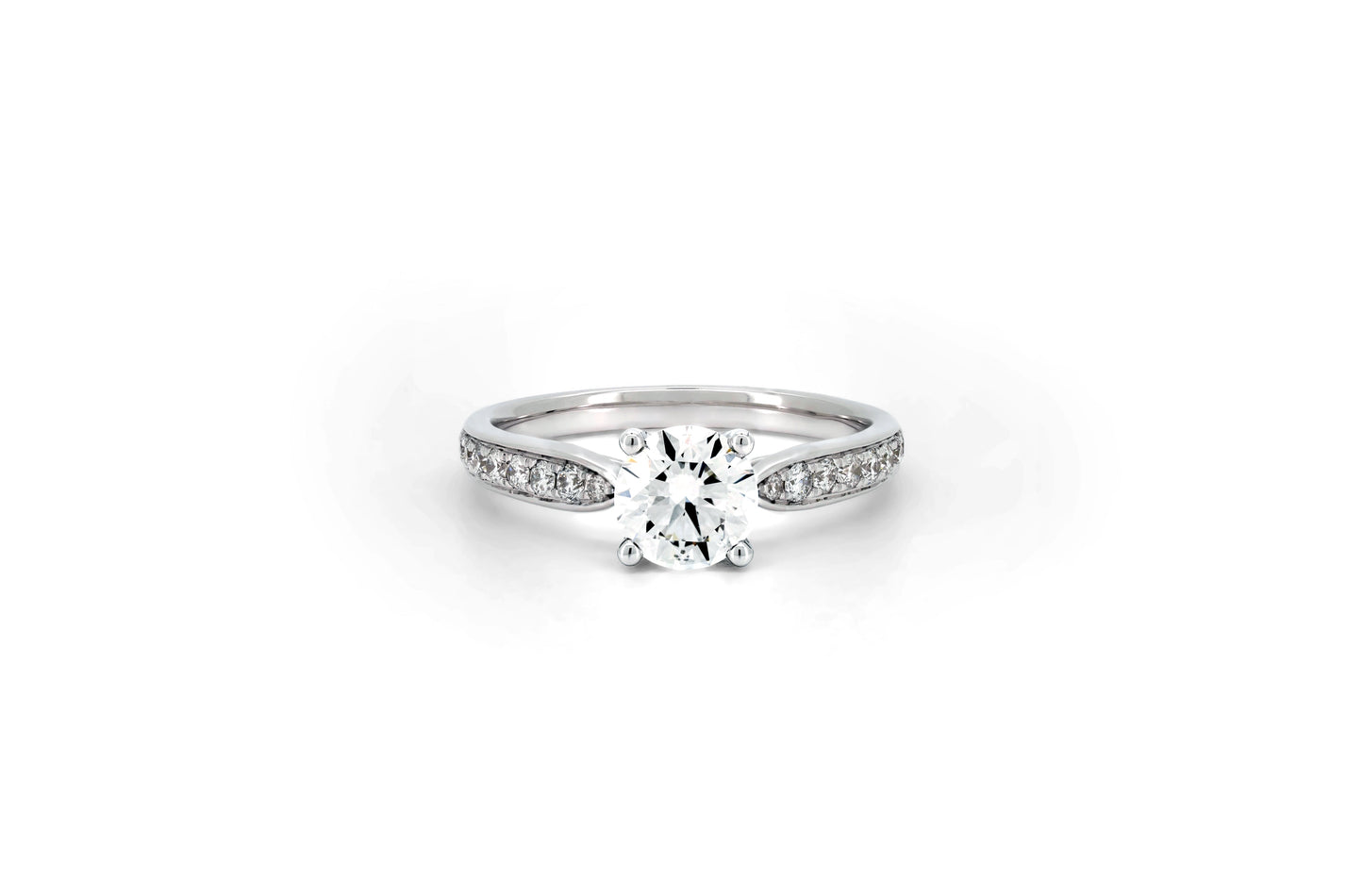 Bow half pave ring RD 0.8 D VS1 IGI in white gold