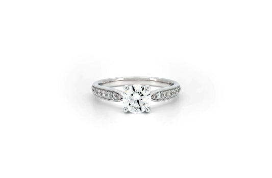 Bow half pave ring RD 0.8 D VS1 IGI in white gold