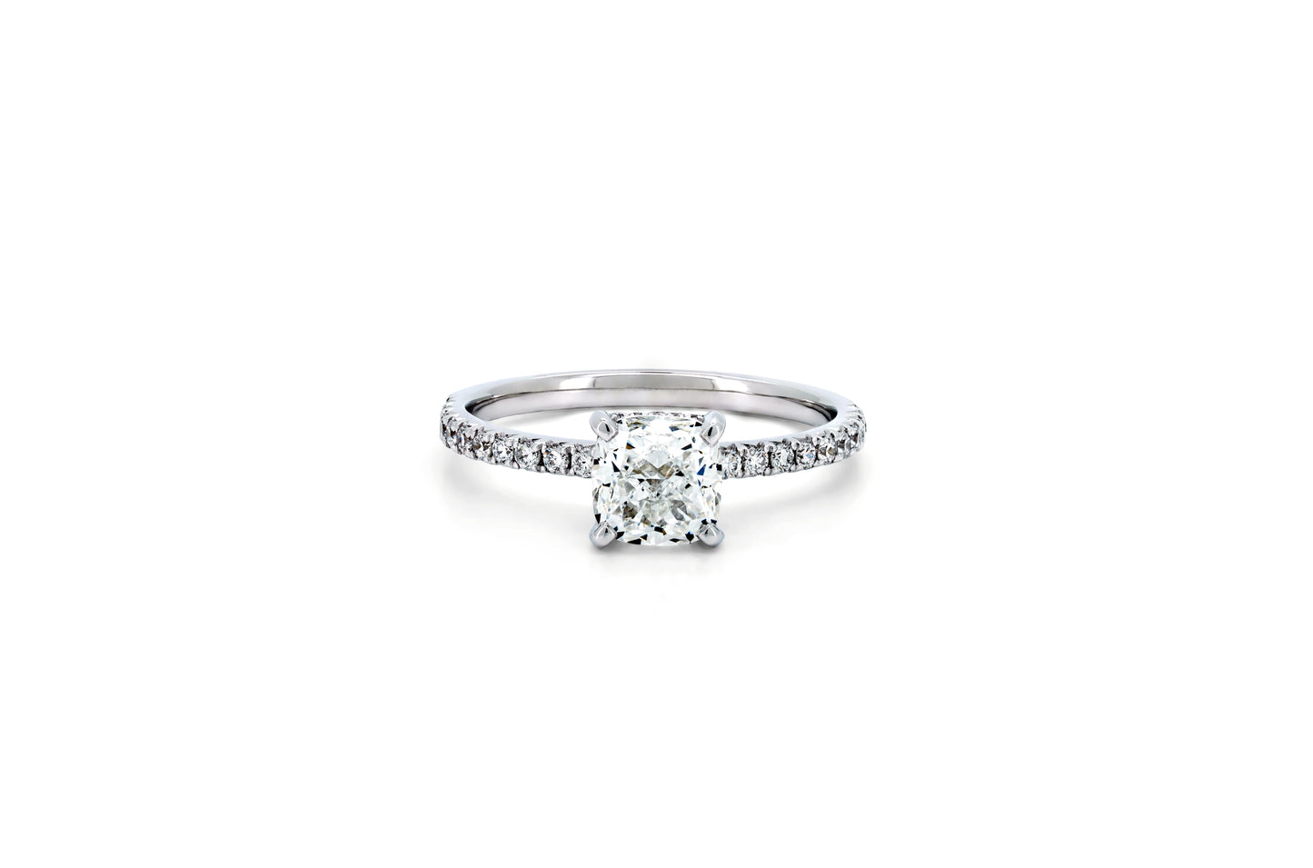 Classic pave ring CU 1.07 E VVS2 IGI in white gold