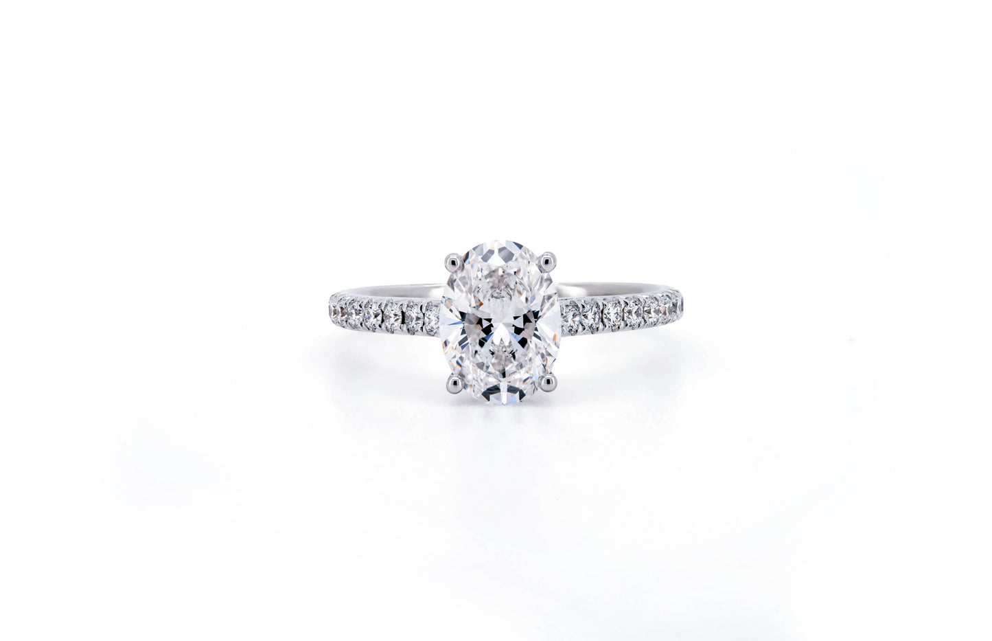 Classic pave ring OV 1.23 E VVS2 IGI in white gold