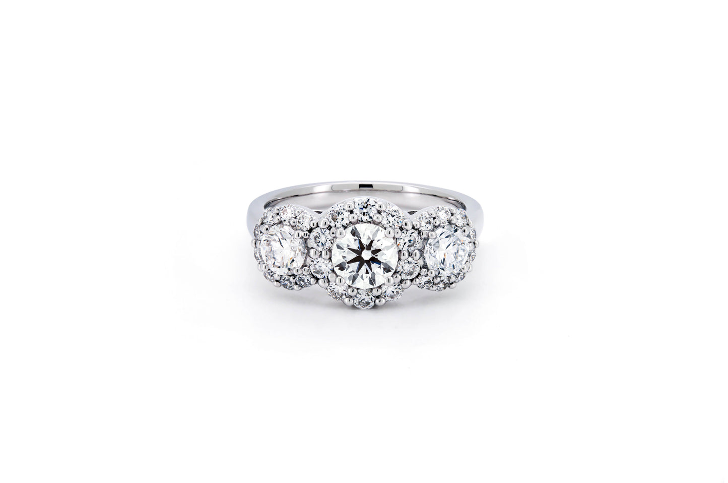 Triple sunflower ring RD 0.5 E VVS2 IGI in white gold