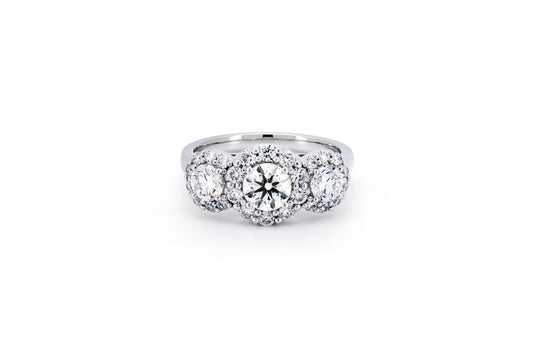 Triple sunflower ring RD 0.5 E VVS2 IGI in white gold