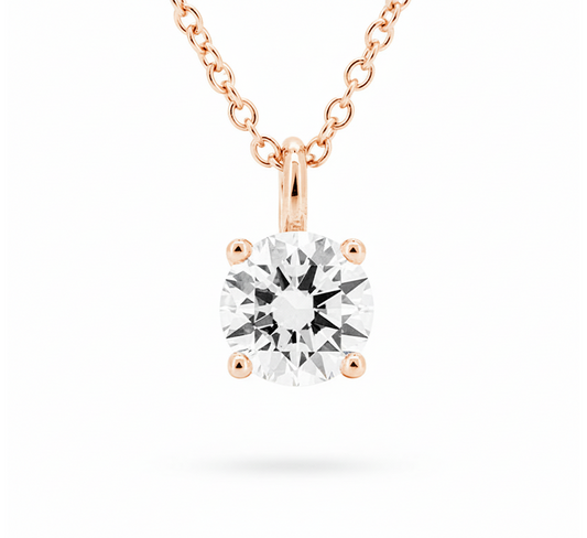 Hanging solitaire necklace RD 0.74 D VS1 IGI in rose gold
