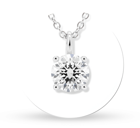 Hanging solitaire 4 prong necklace RD 1 D VVS2 IGI in white gold