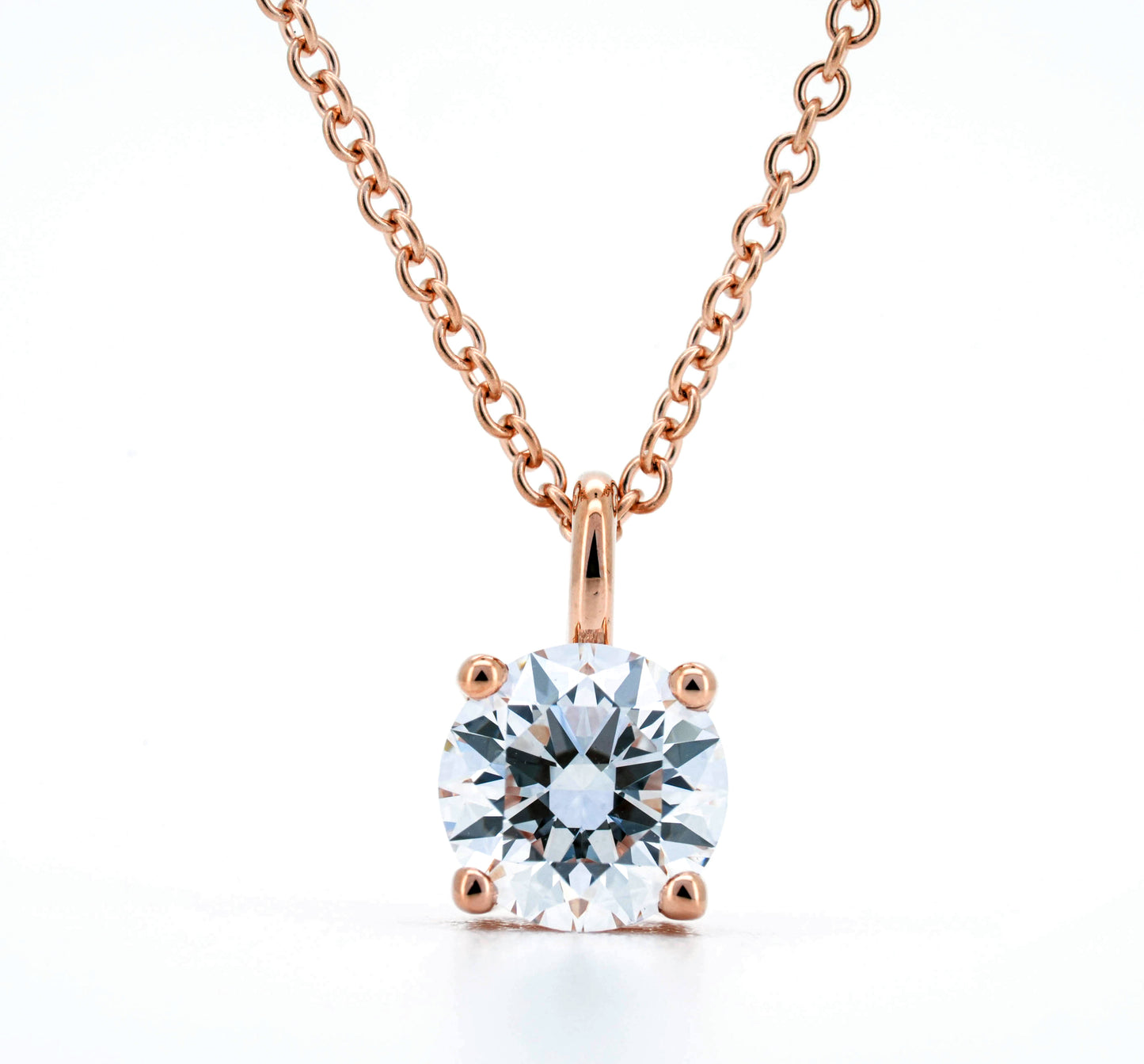 Hanging solitaire necklace RD 0.74 D VS1 IGI in rose gold