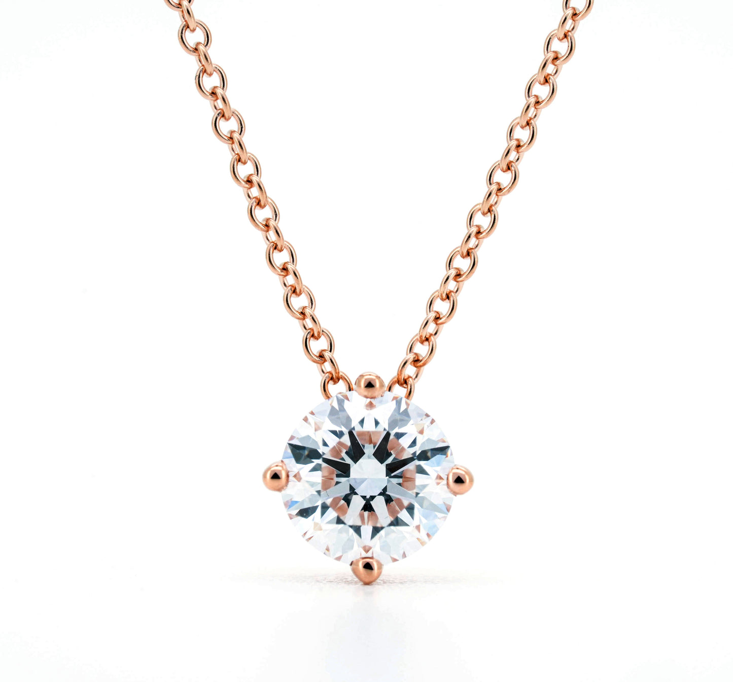 Slider solitaire necklace RD 0.75 D VS1 IGI in rose gold