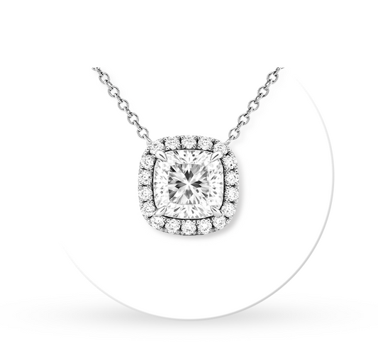 Halo solitaire necklace CU 1.1 E VS2 IGI in white gold