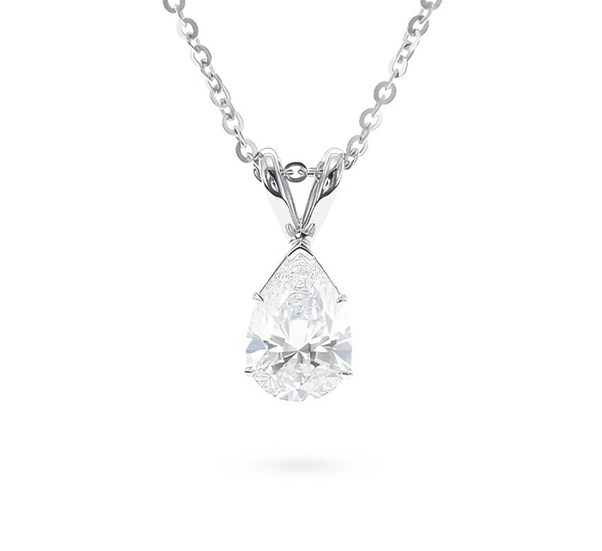 Hanging pear solitare necklace PE 1.28 F VVS1 IGI in white gold