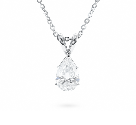 Hanging pear solitare necklace PE 1.02 D VS1 IGI in white gold