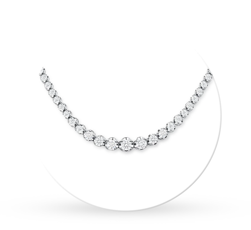Round tennis necklace 3mm in white gold