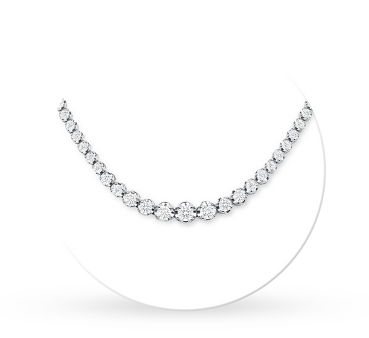 Round tennis necklace 3mm in white gold