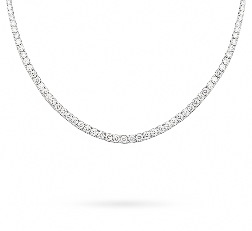 Round tennis necklace 3mm in white gold