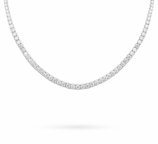Round tennis necklace 3mm in white gold